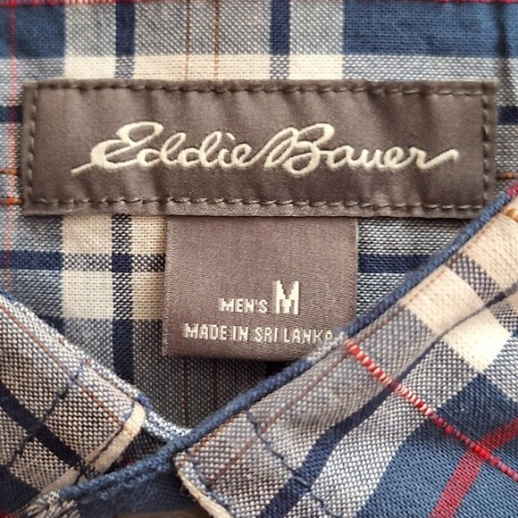 Eddie Bauer Men’s Plaid Short Sleeve Button-Up Shirt Blue and Red Size Medium - Picture 6 of 7